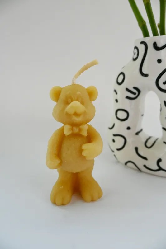 Beeswax Teddy In A Bow Tie Candle