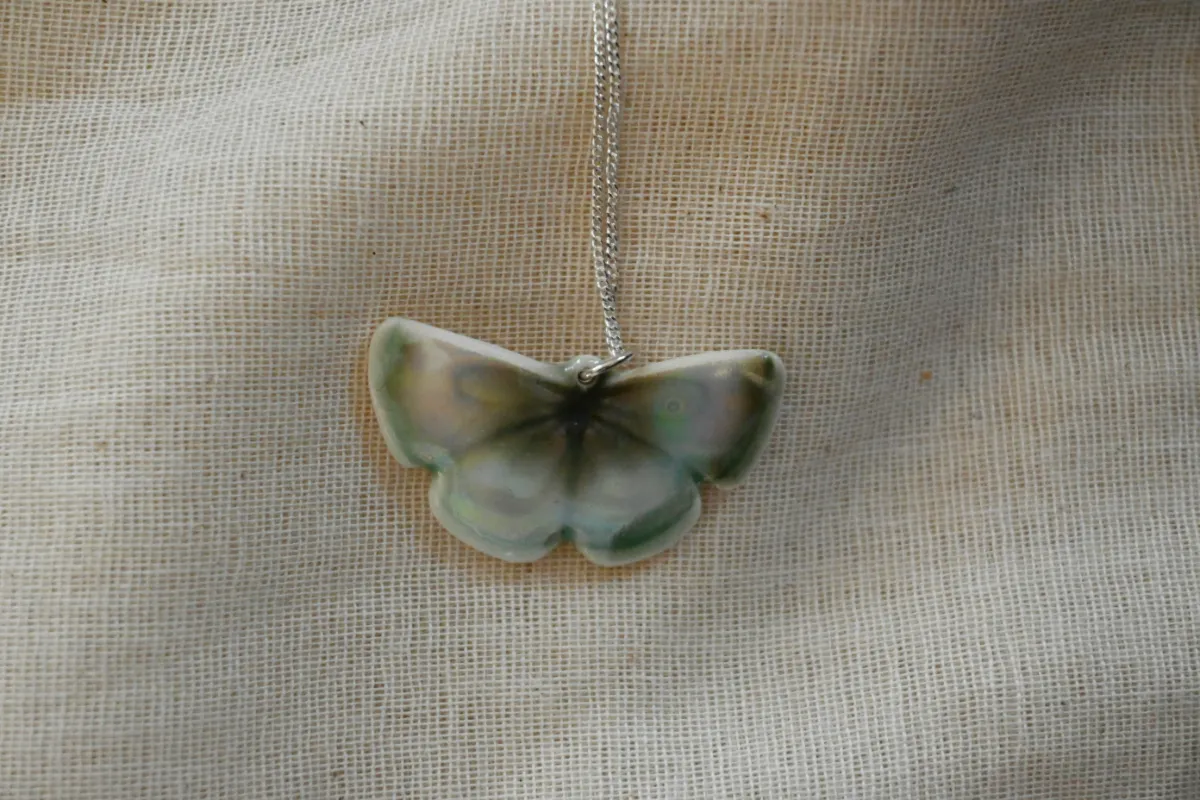 Product: Butterfly Ceramic Glazed Sterling Silver Necklace