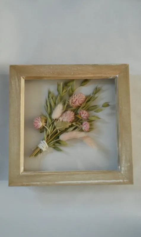 Dried Flower Bouquet in Wooden Frame
