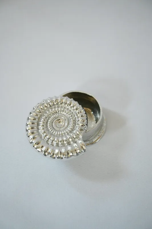 Product: English Pewter Ammonite Fossil Trinket Box