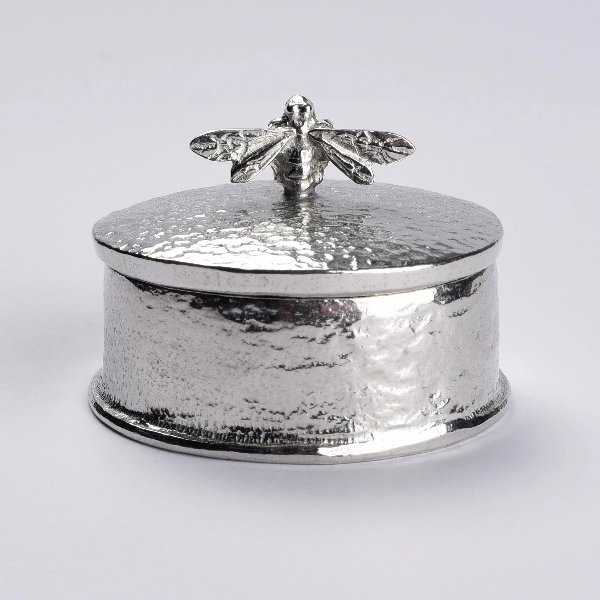 English Pewter Bee Trinket Box
