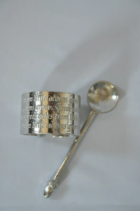 Product: English Pewter Egg Cup & Spoon Christening Gift