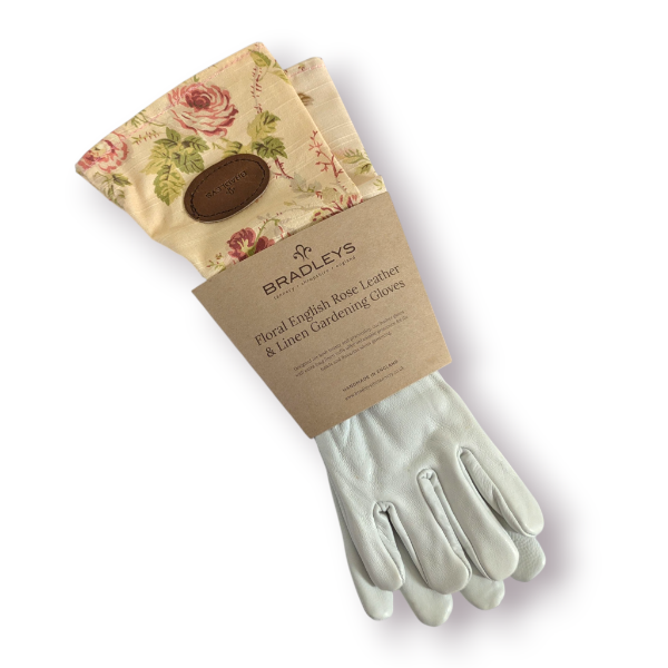 Product: Floral English Linen and Leather Gloves - Pink/Small