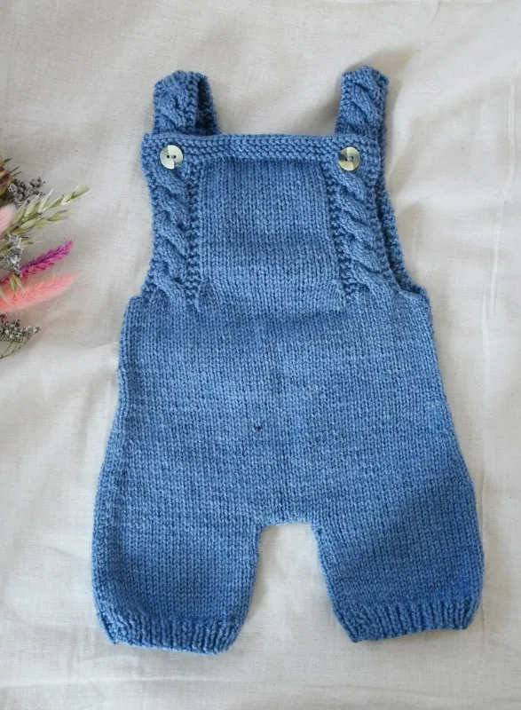 Product: Hand Knitted Blue Short Leg Romper 6-9 Months