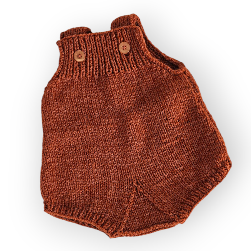 Product: Hand Knitted Burnt Orange Talia Romper 0-3 months