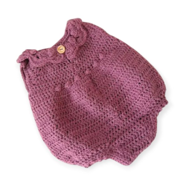 Hand Knitted Dusty Rose Romper 0-3m