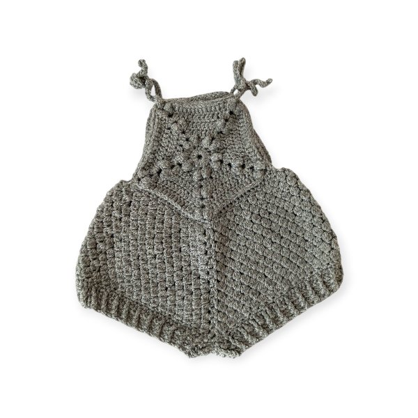Hand Knitted Grey Bobble Romper 0-3m
