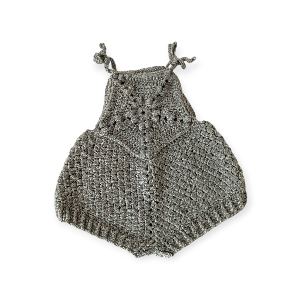 Product: Hand Knitted Grey Bobble Romper 0-3m