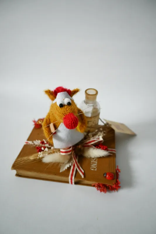 Hand Knitted Nurse Gladys Mouse