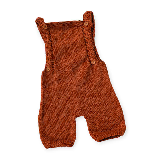 Hand Knitted Orange Short Leg Romper 0-3 Months