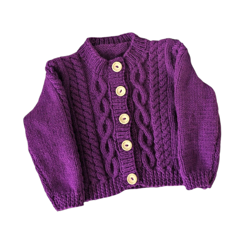 Product: Hand Knitted Purple Cardigan - 12 months