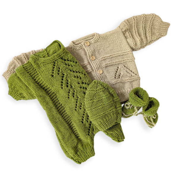 Hand Knitted Sage Thatcher Set 3-6 months