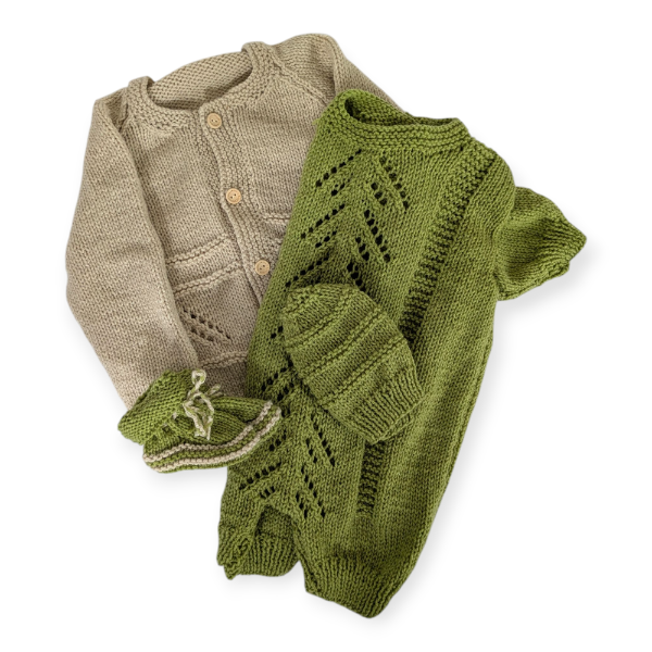 Hand Knitted Sage Thatcher Set 6-9 months