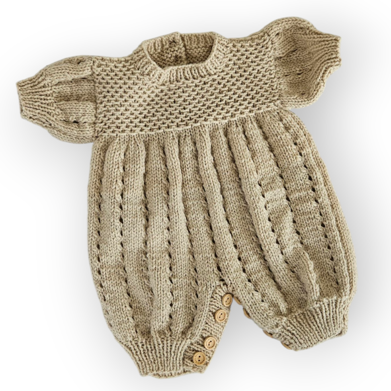 Hand Knitted Sand Mia Dungaree 0-3 months + Hand Knitted Comforter
