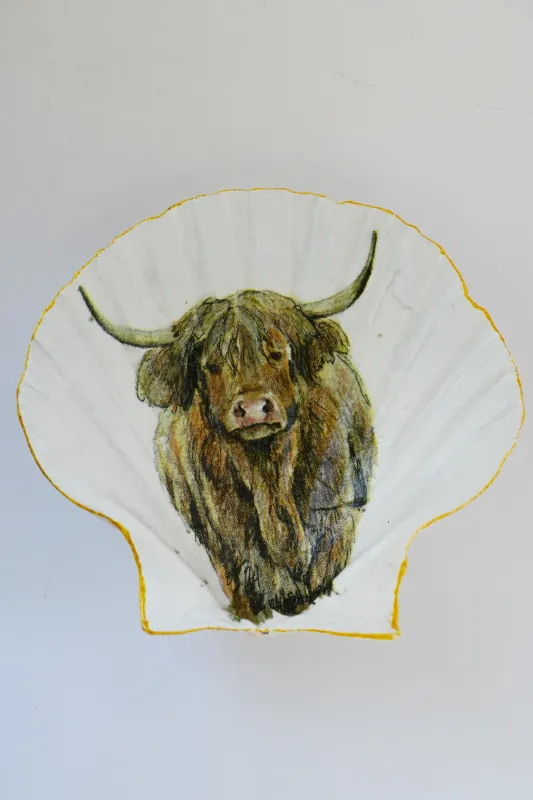 Product: Hand Painted Highland Cattle Shell