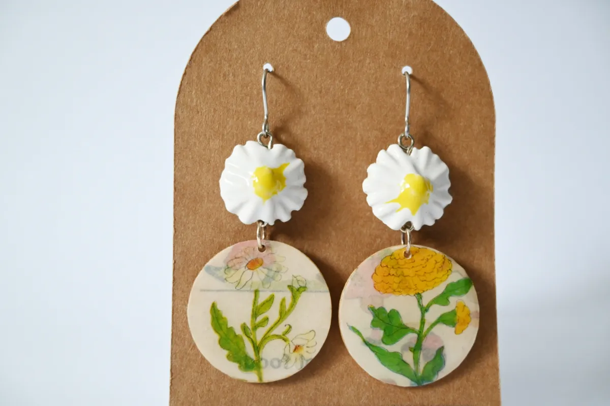 Product: Handmade Ceramic Flower Earrings