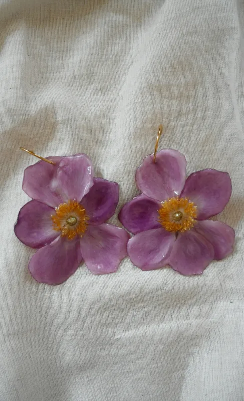 Product: Handmade Dark Pink Anemone Real Petal Earrings