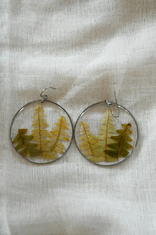 Product: Handmade Fern Real Flower Earrings