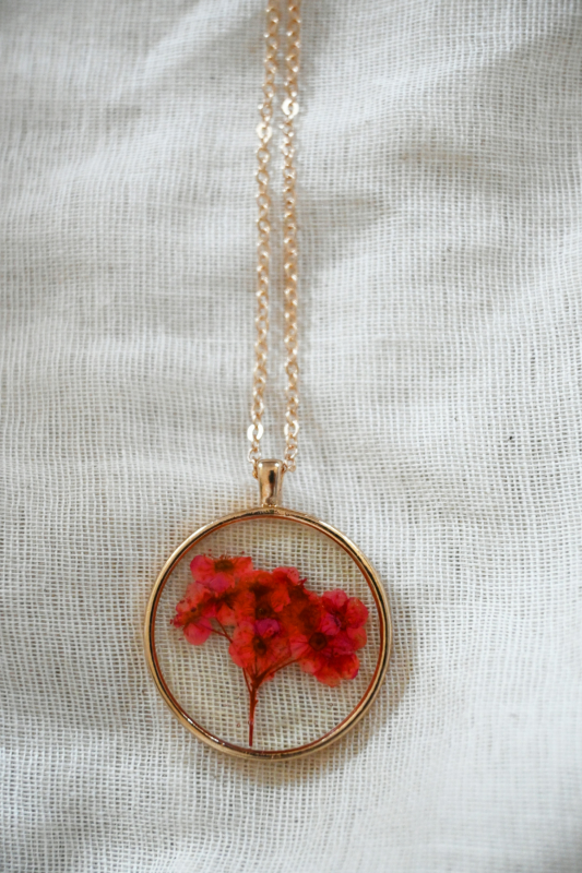 Product: Handmade Lantana Real Flower Pendant and Necklace