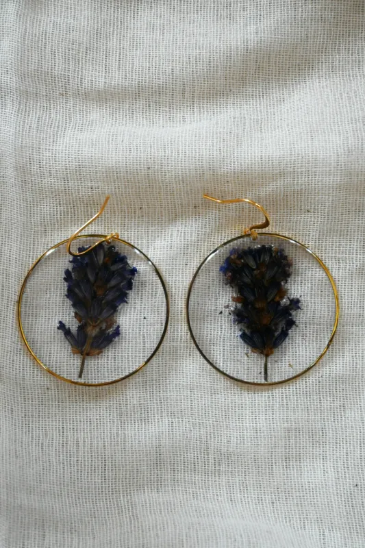 Handmade Lavender Real Flower Earrings