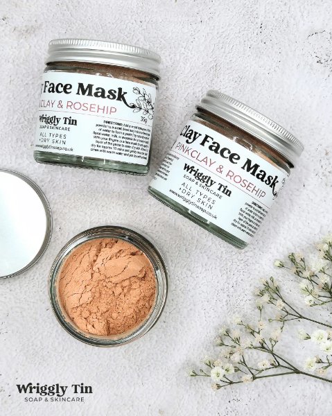 Handmade Pink Clay and Rosehip Face Mask