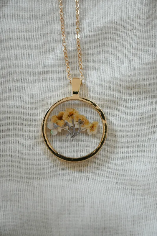 Handmade Real Flower Baby's Breath Pendant and Necklace