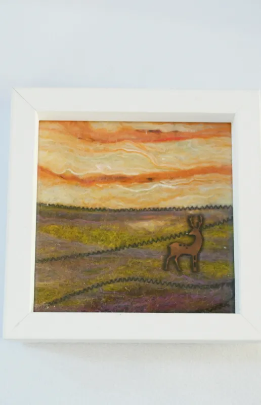 Product: Handmade Textile Art - Stag in Nature