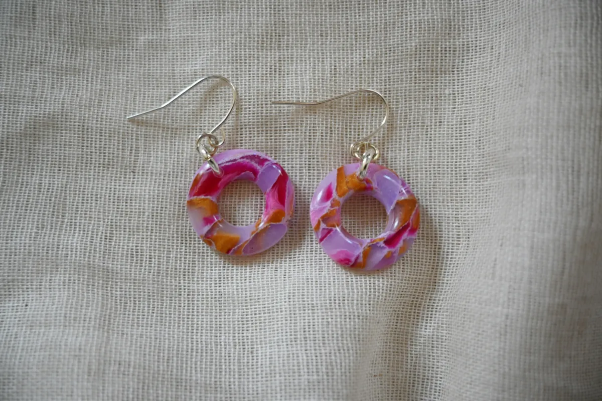 Pink Handmade Silver Plated Earrings