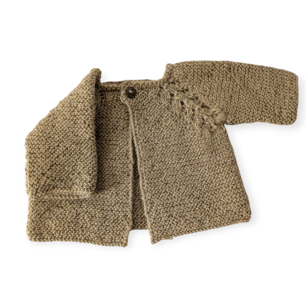Pure 100% Baby Alpaca Cardigan in Nougat 6-12m