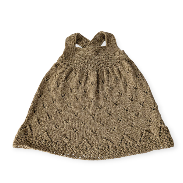 Pure 100% Baby Alpaca Pinafore Dress in Nougat 12-18m