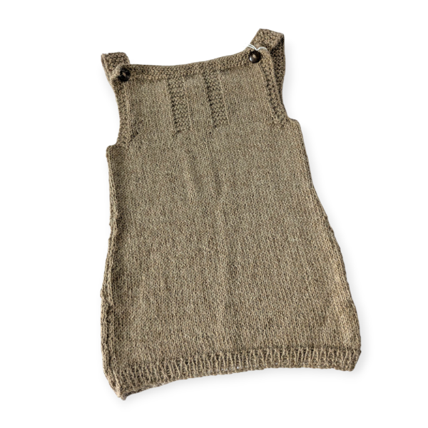 Pure 100% Baby Alpaca Pinafore Dress in Nougat 9-12m